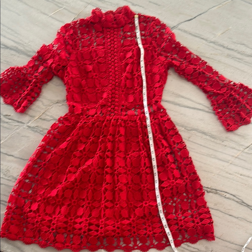 Red Lace Mock Neck Sundress - Picture 8 of 9